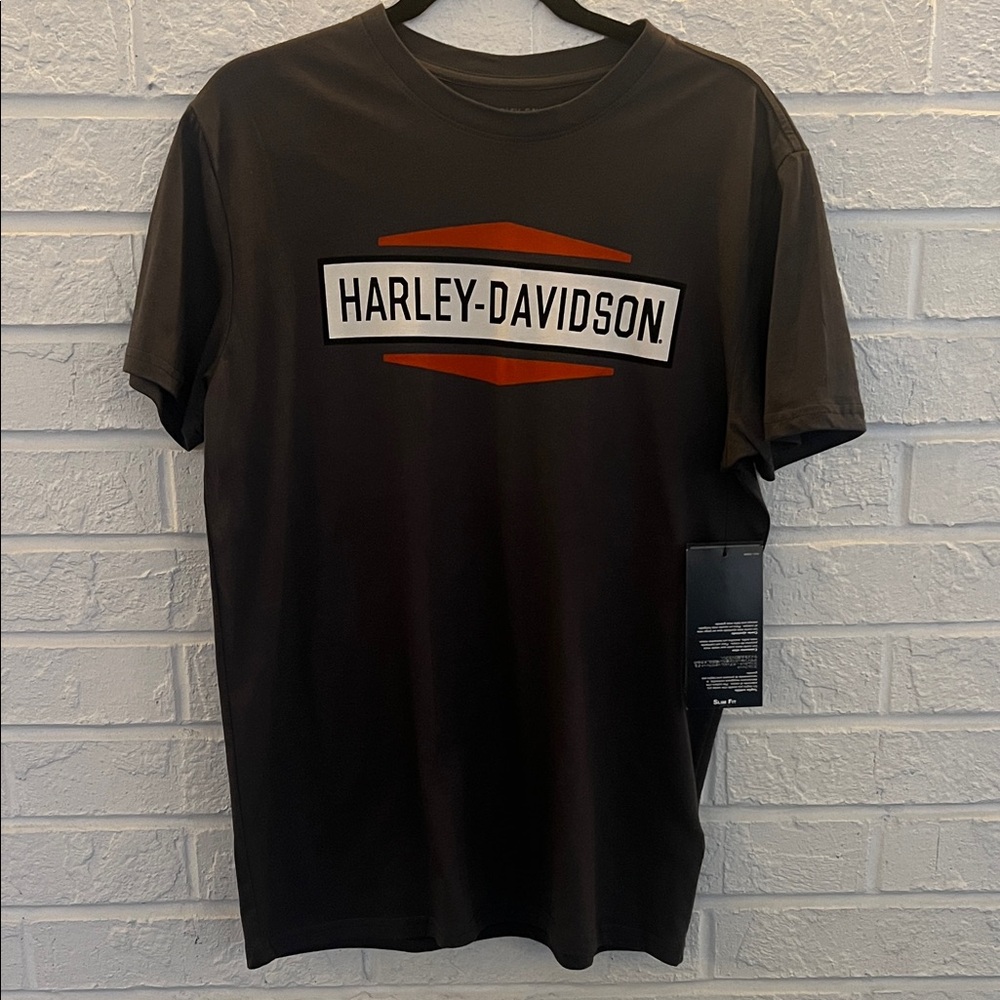 Harley-Davidson Grey and Orange Short Sleeve Tee Size Mesium